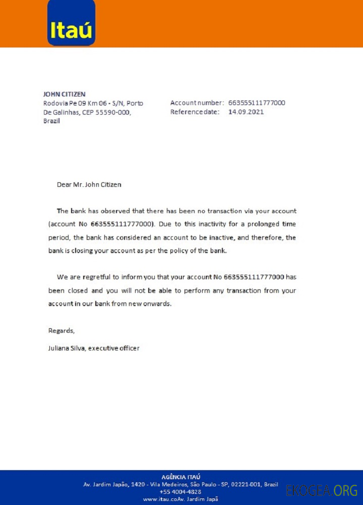 Référence Brazil , Itau , closure